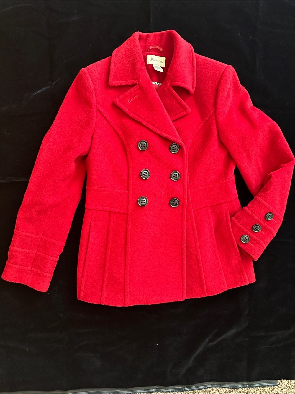 St. John Red Double-Breasted Peacoat